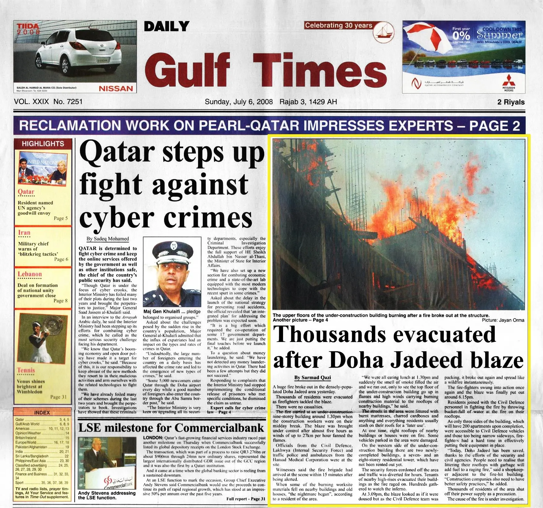 Original Gulf Times clipping: Thousands evacuated after Doha Jadeed blaze