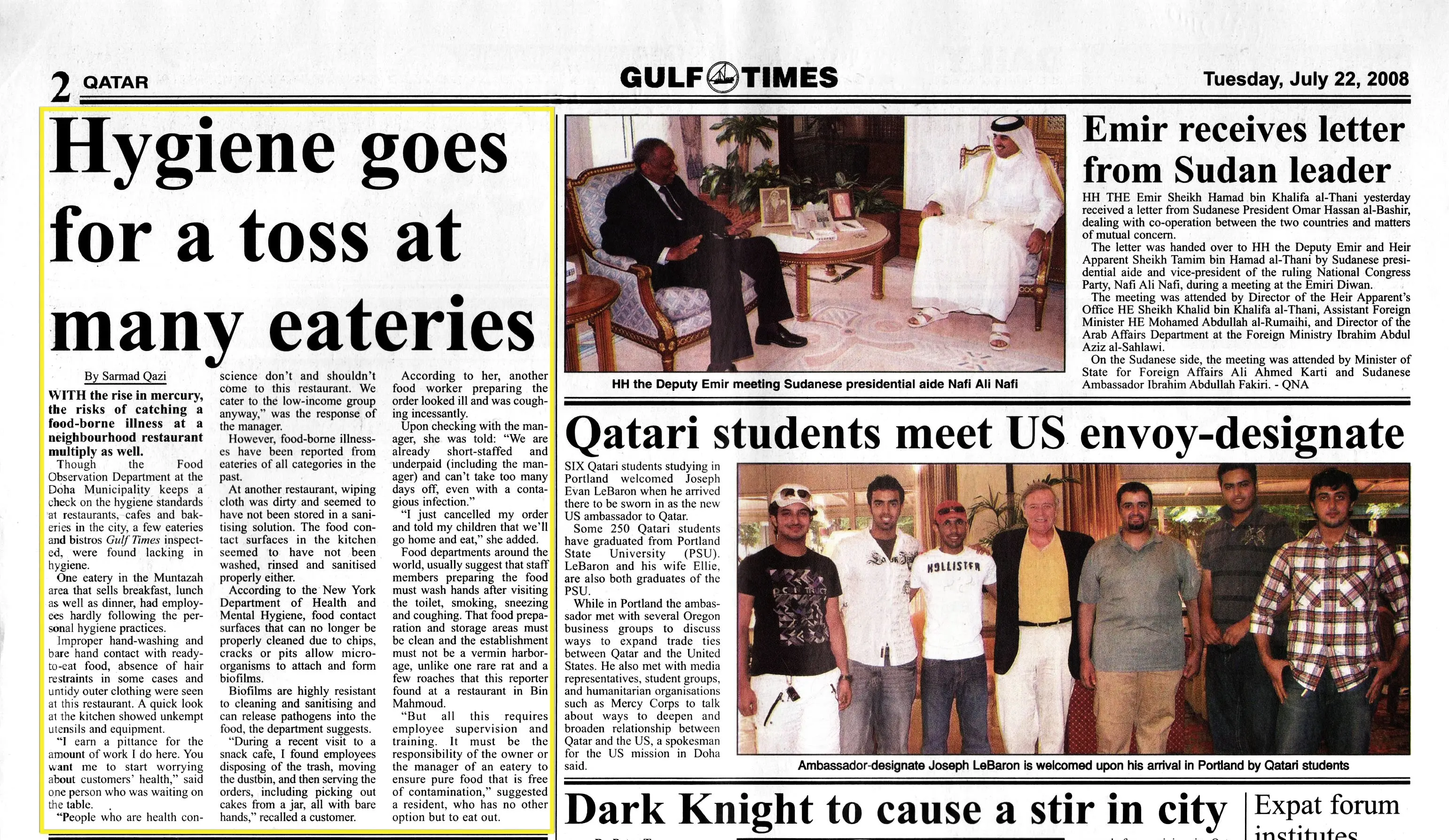 Original Gulf Times clipping: Hygiene goes for a toss at many eateries