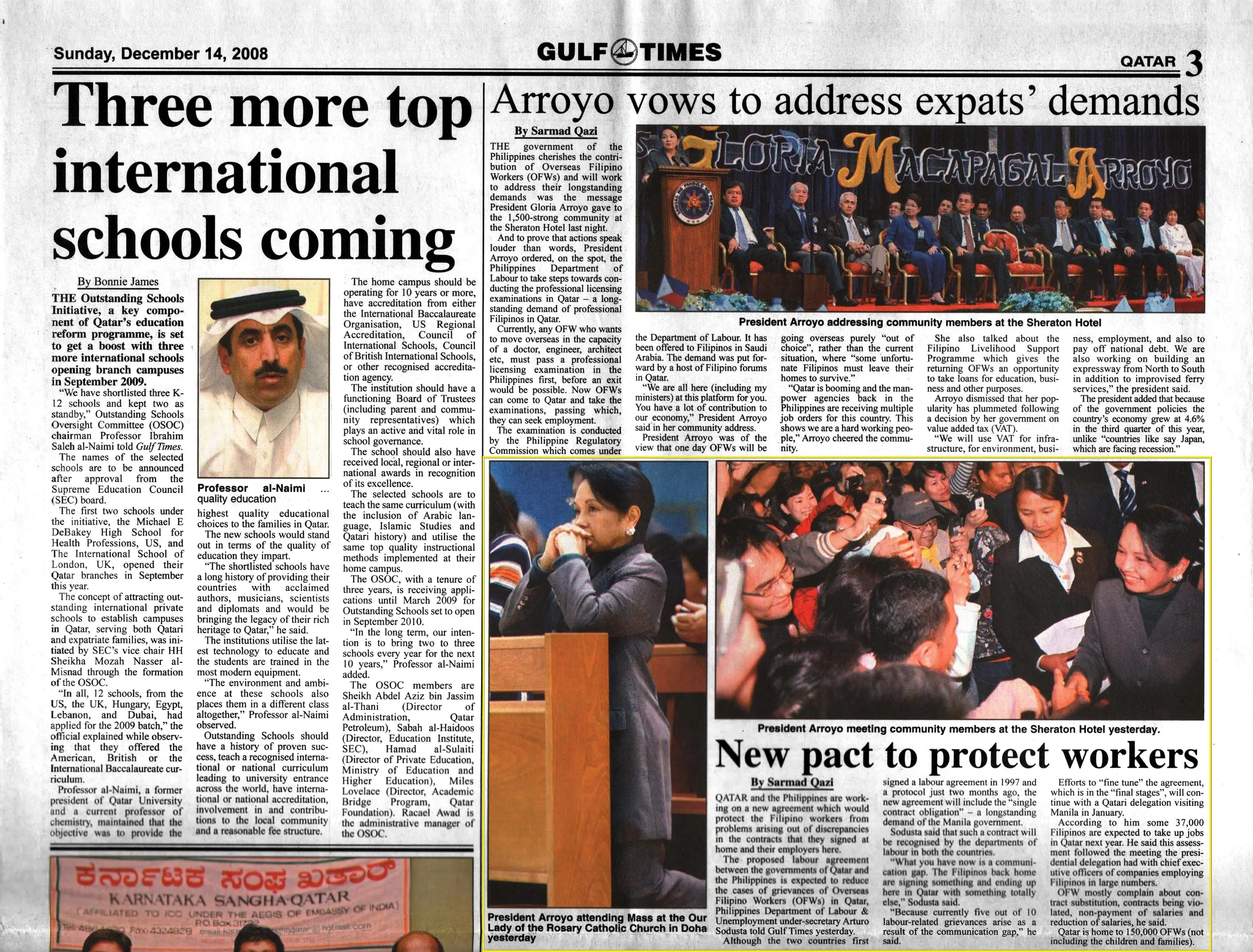 Original Gulf Times clipping: New pact to protect workers
