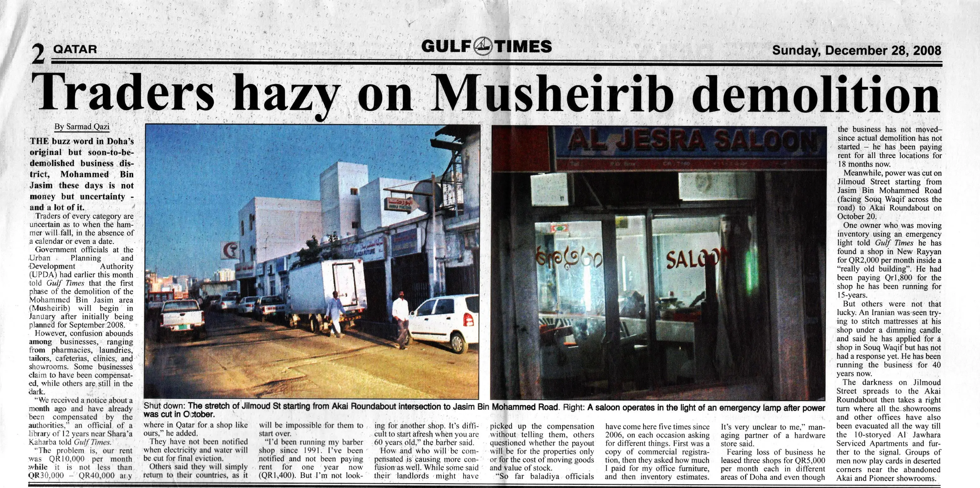 Original Gulf Times clipping: Traders hazy on Musheirib demolition