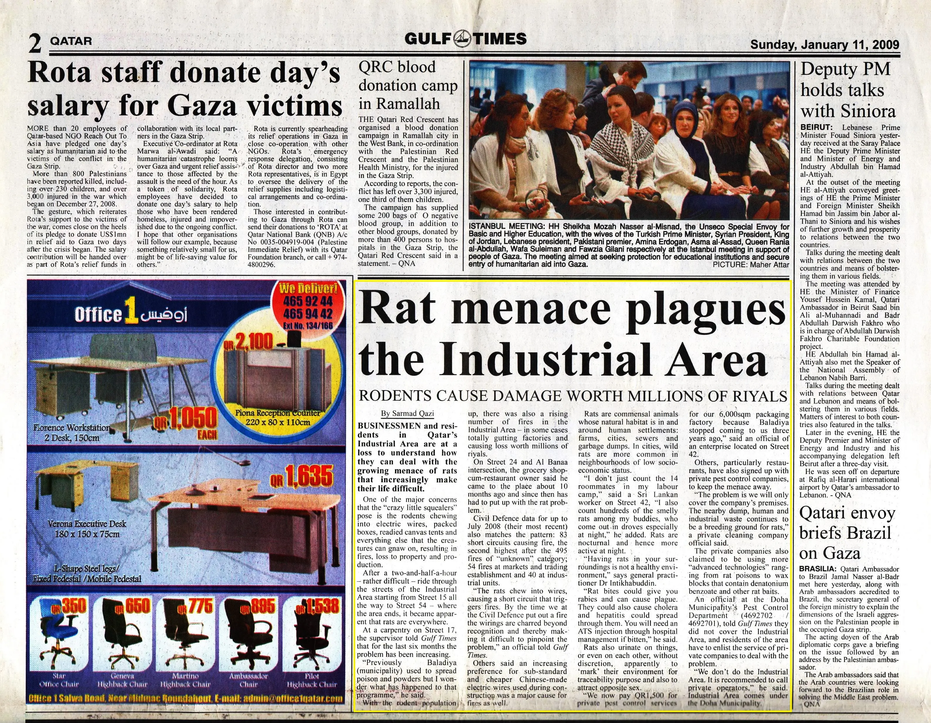 Original Gulf Times clipping: Rat menace plagues the Industrial Area