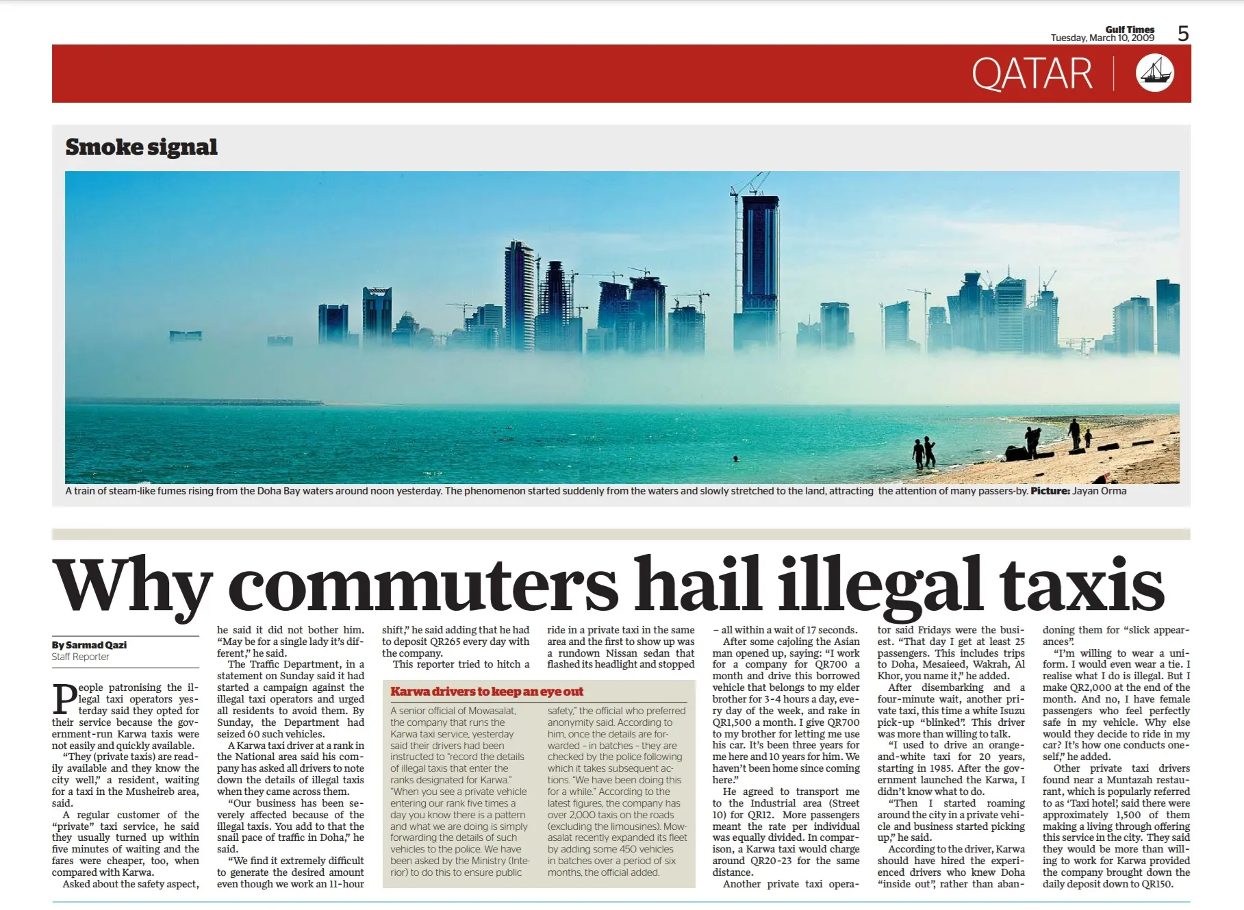 Original Gulf Times clipping: Why commuters hail illegal taxis