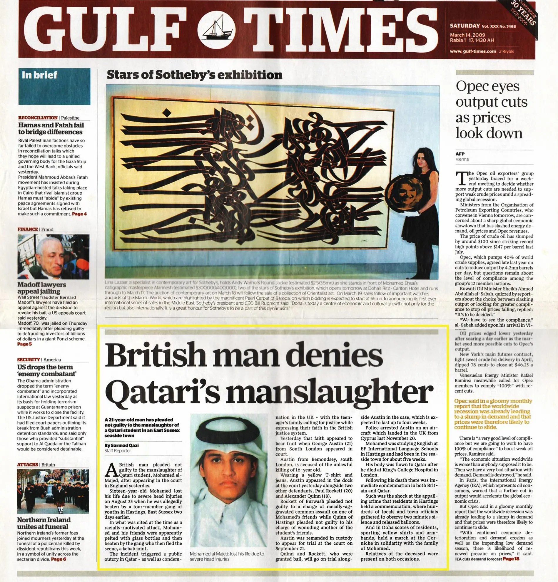 Original Gulf Times clipping: British man denies Qatari's manslaughter