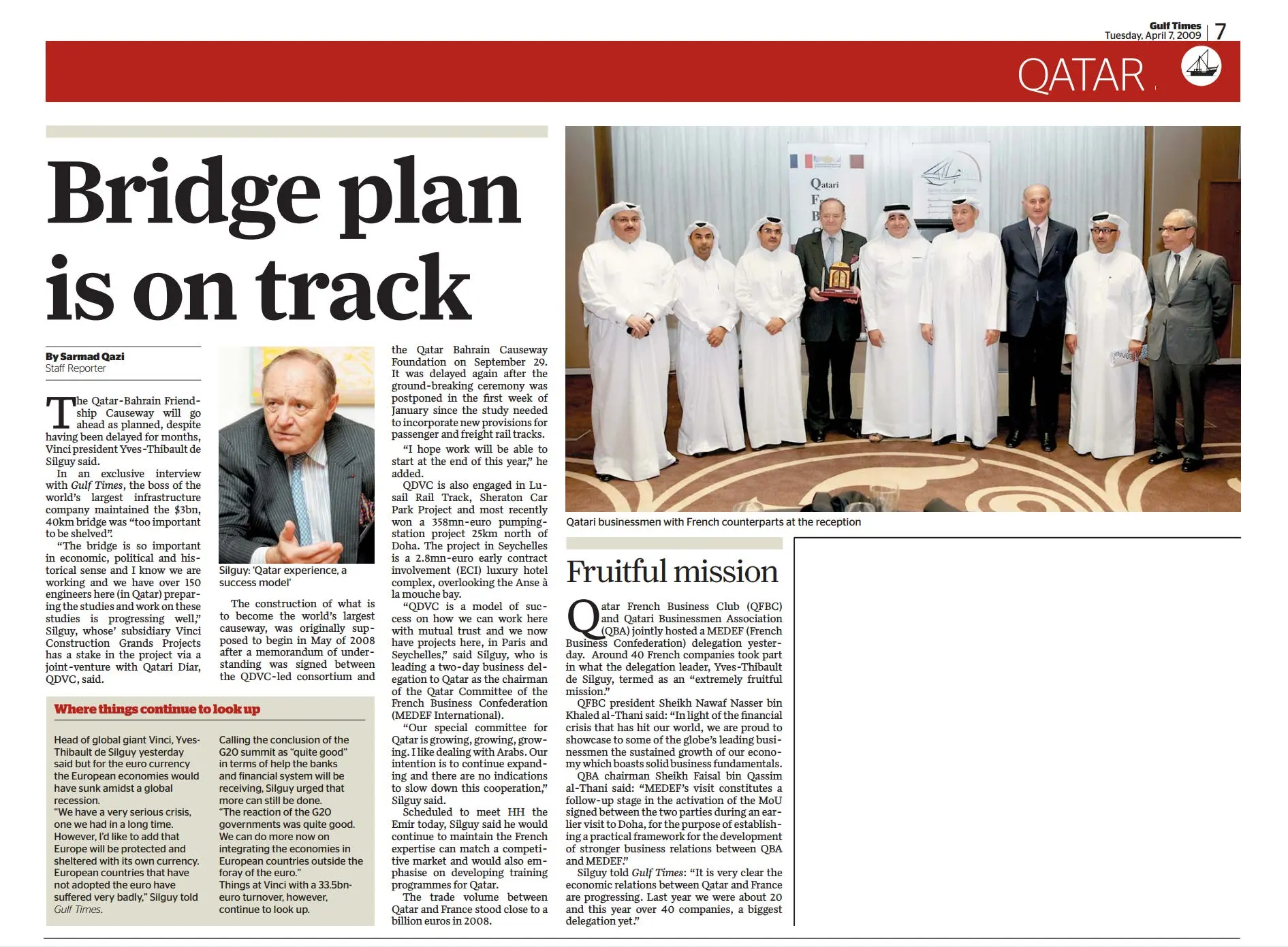 Original Gulf Times clipping: Bridge plan is on track