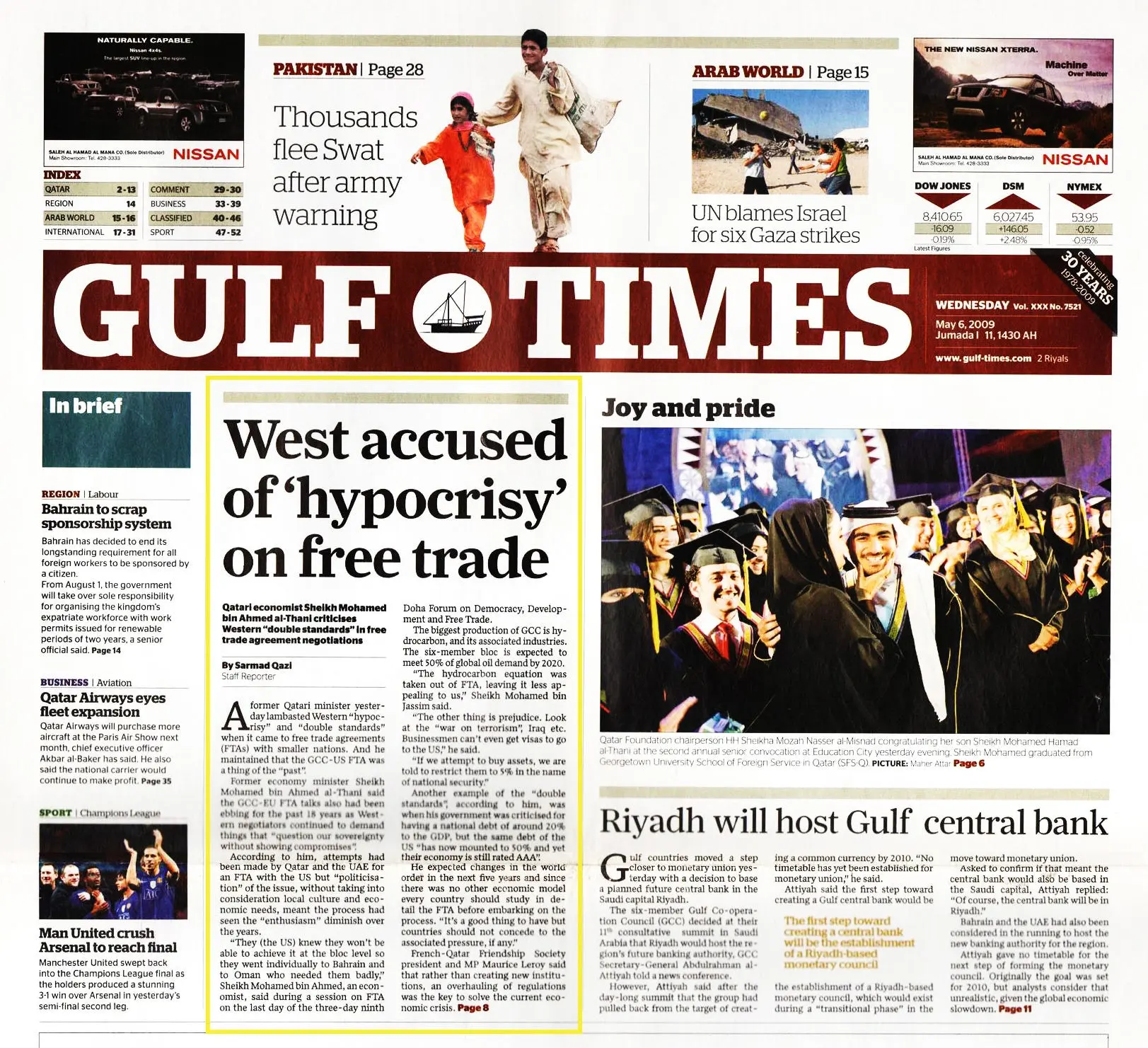 Original Gulf Times clipping: West accused of 'hypocrisy on free trade'