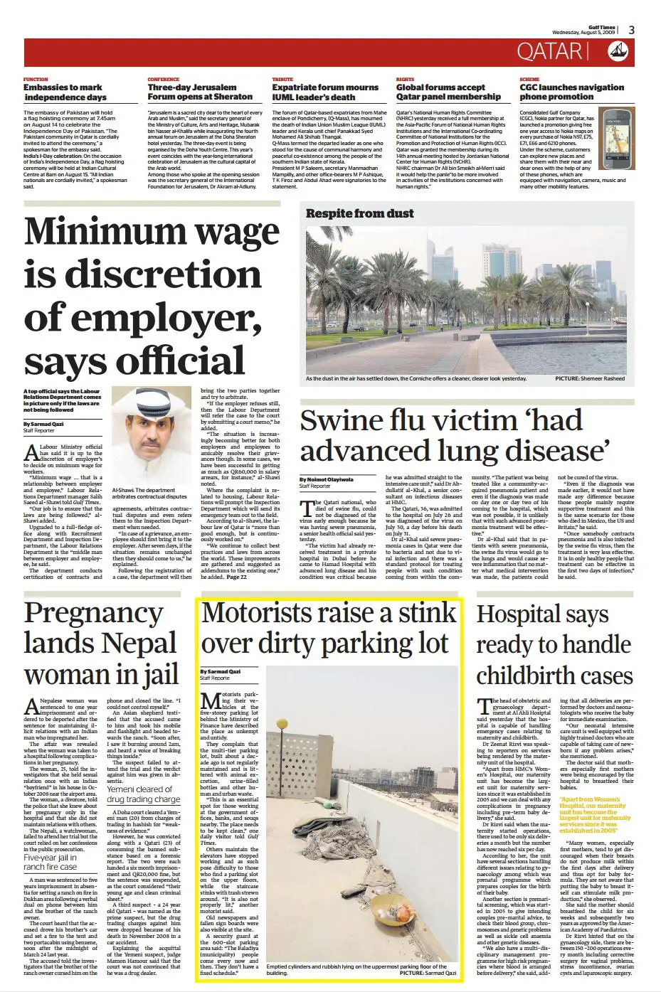 Original Gulf Times clipping: Motorists raise a stink over dirty parking lot