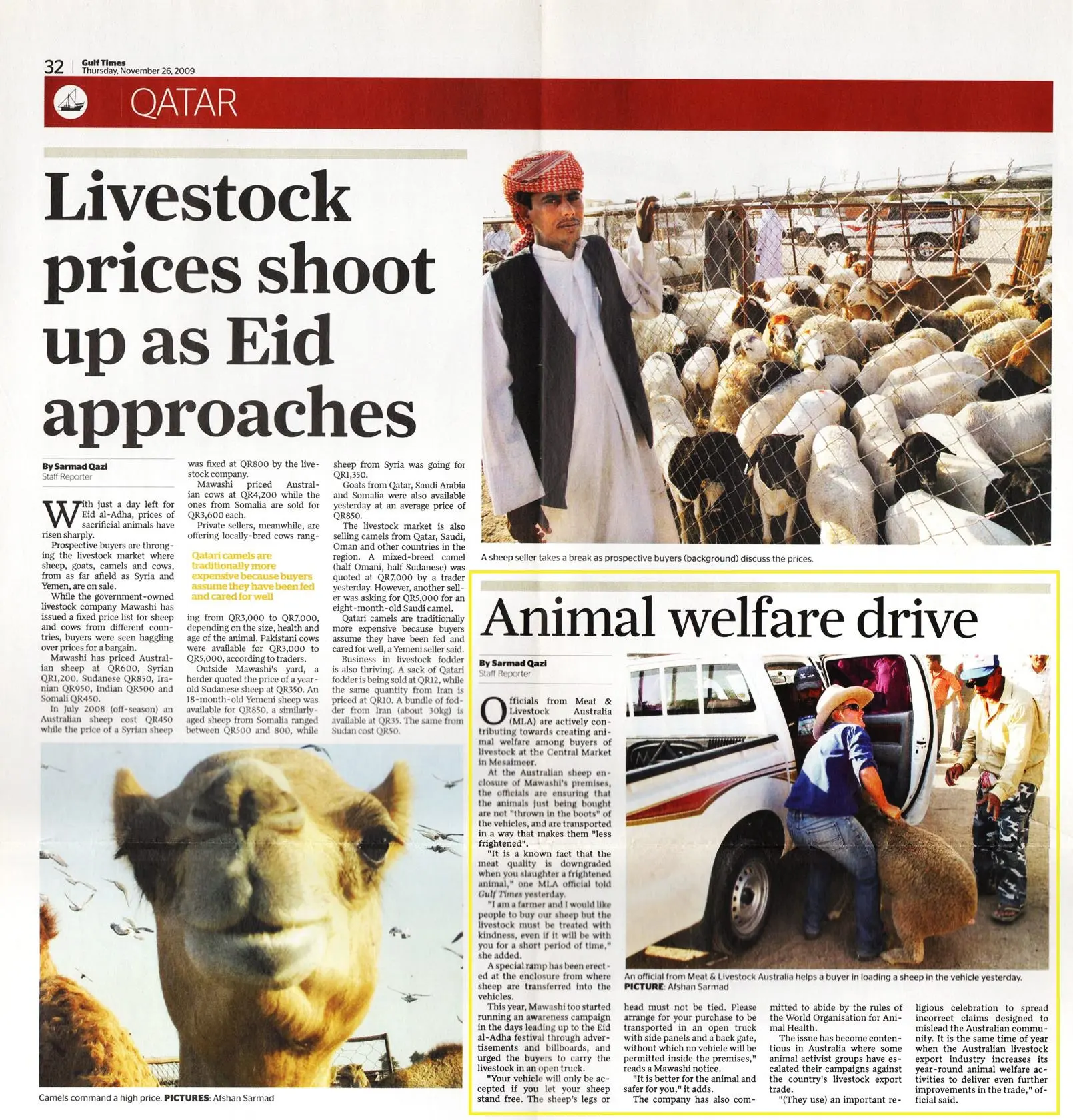 Original Gulf Times clipping: Animal welfare drive