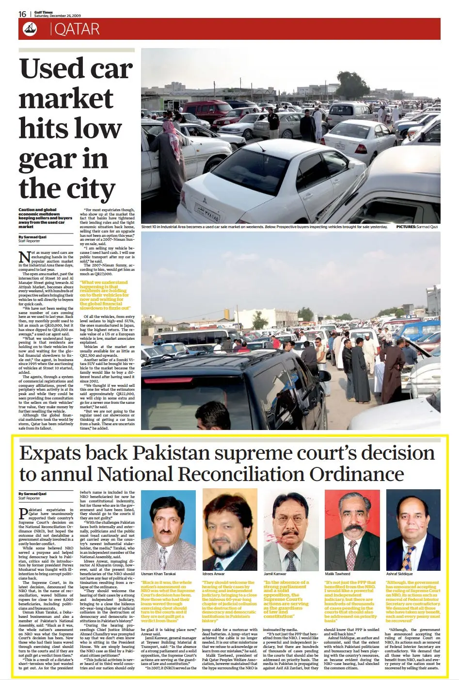 Original Gulf Times clipping: Expats back Pakistan supreme court’s decision to annul National Reconciliation Ordinance