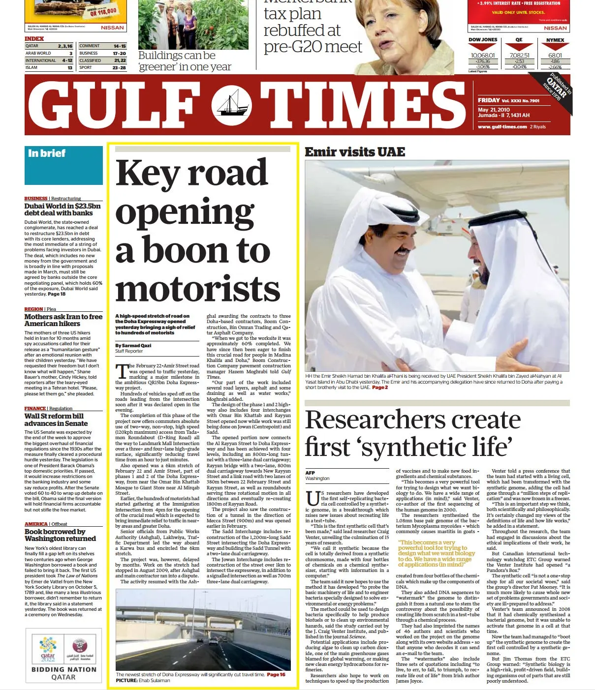 Original Gulf Times clipping: Key road opening a boon to motorists