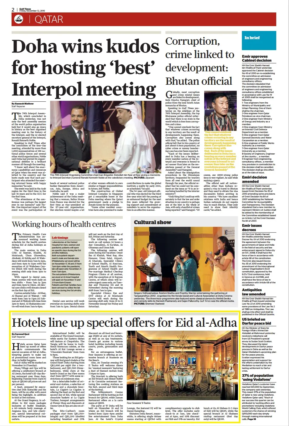 Original Gulf Times clipping: Hotels line up special offers for Eid Al-Adha