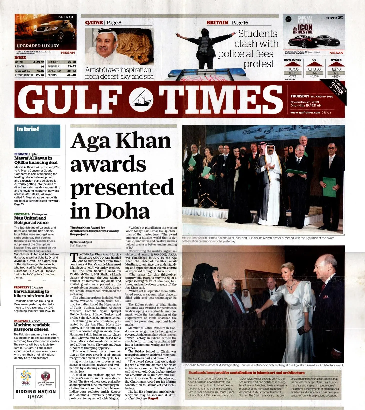 Original Gulf Times clipping: Aga Khan awards presented in Doha